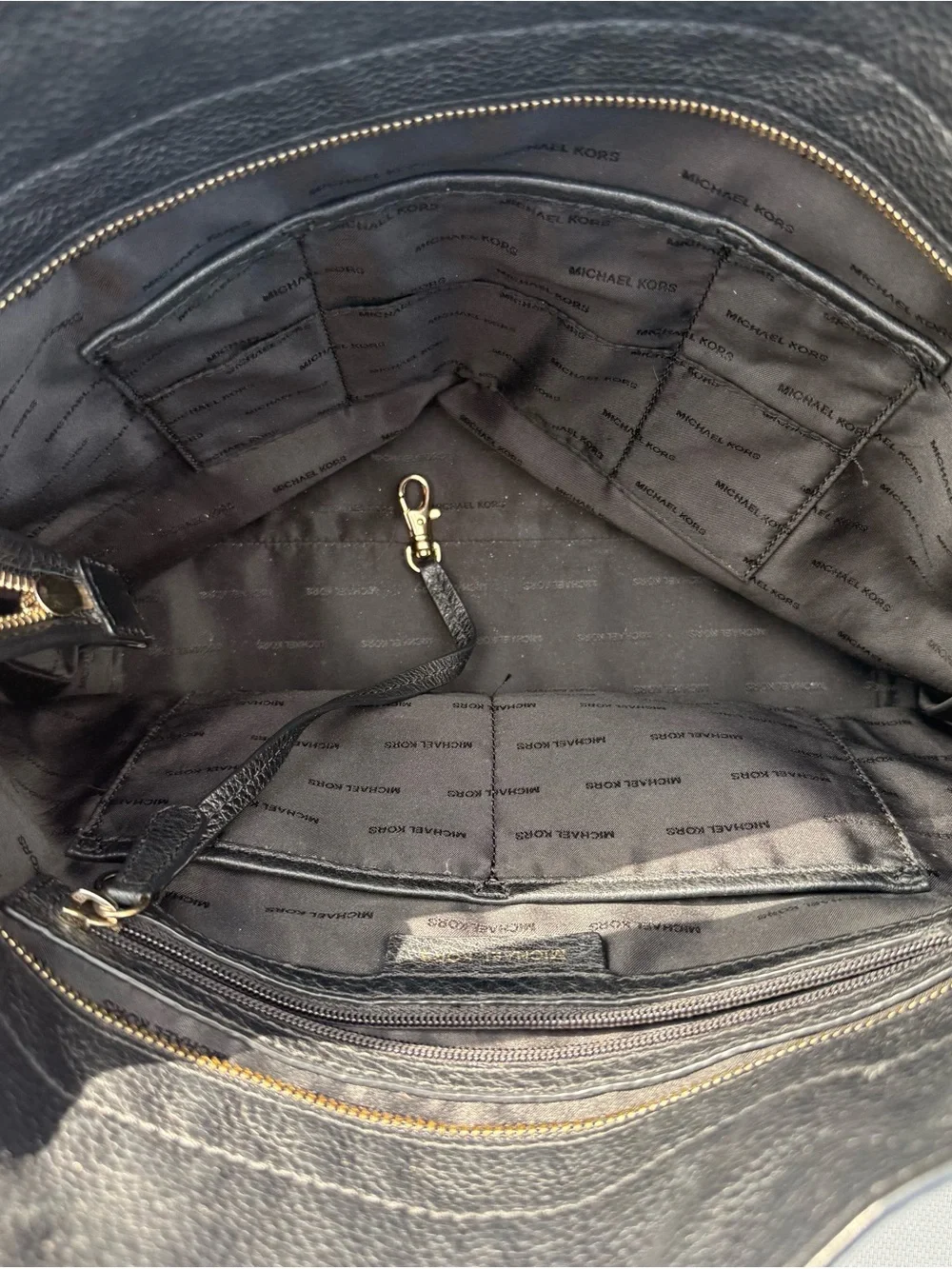 Michael Kors Evie Large Black Leather Hobo Bag with Gold Hardware